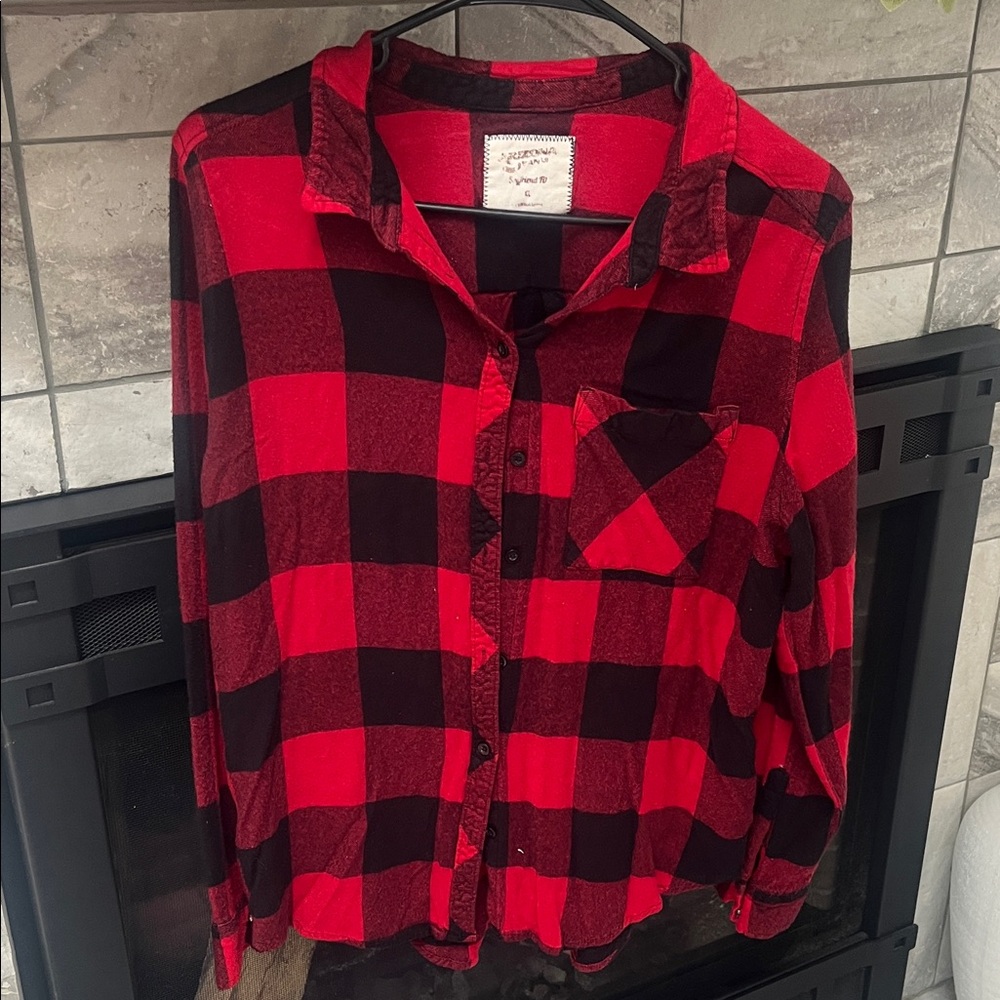 Arizona Jean Company Red and Black Checkered Shirt